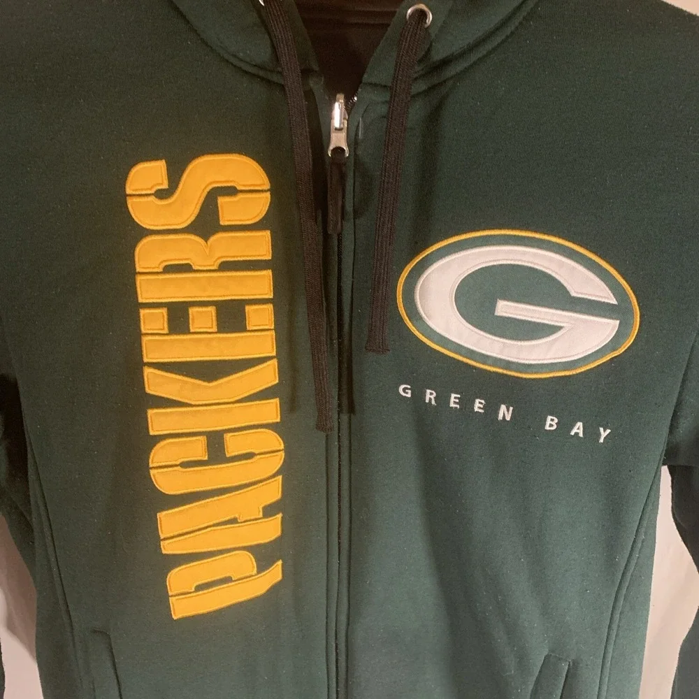 Vtg‎ Green Bay Packer Jacket Reversible 90's Y2k Hip Hop Skater NFL Size M